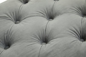 Alea Grey Velvet Button Tufted Bench detail image – Xshowhome furniture