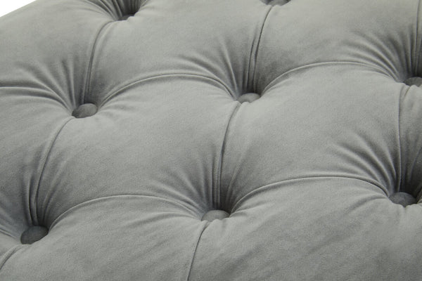 Alea Grey Velvet Button Tufted Bench detail image – Xshowhome furniture