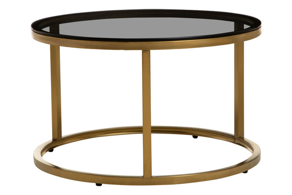 Alana Set of 2 Gold and Black Round Nesting Coffee Tables detail image – Xshowhome furniture