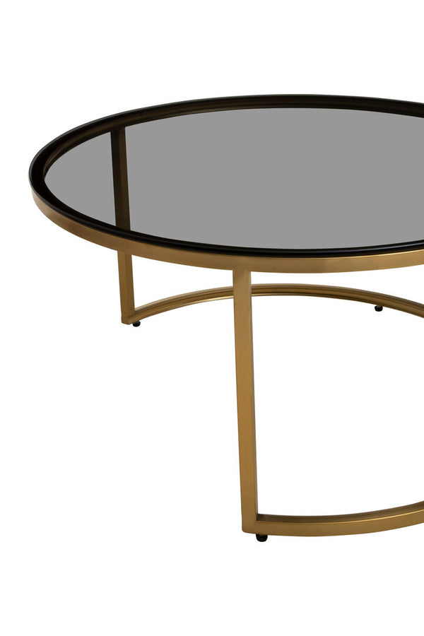 Alana Set of 2 Gold and Black Round Nesting Coffee Tables detail image – Xshowhome furniture