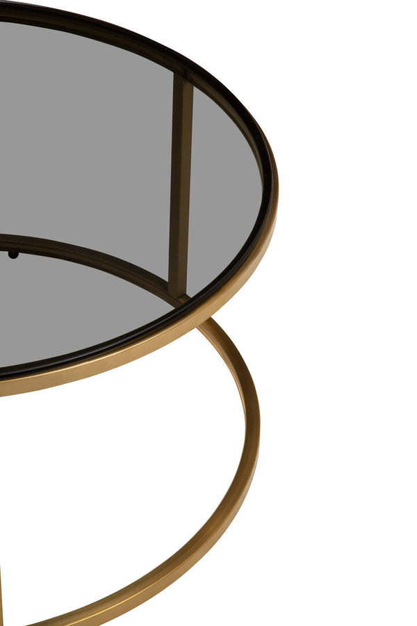 Alana Set of 2 Gold and Black Round Nesting Coffee Tables detail image – Xshowhome furniture