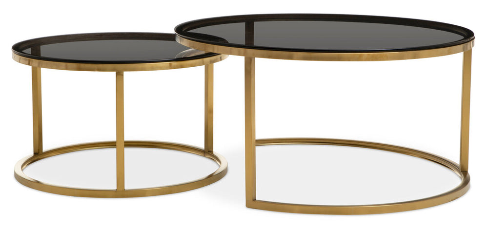 Alana Set of 2 Gold and Black Round Nesting Coffee Tables – Xshowhome furniture