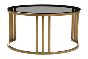 Alana Set of 2 Gold Base and Glass Top Round Nesting Coffee Tables detail image – Xshowhome furniture