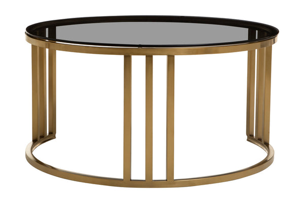 Alana Set of 2 Gold Base and Glass Top Round Nesting Coffee Tables detail image – Xshowhome furniture