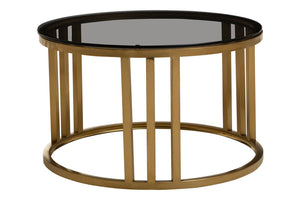 Alana Set of 2 Gold Base and Glass Top Round Nesting Coffee Tables detail image – Xshowhome furniture