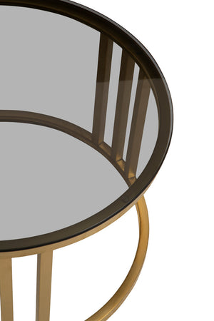 Alana Set of 2 Gold Base and Glass Top Round Nesting Coffee Tables detail image – Xshowhome furniture