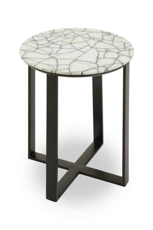 Marmara Marble Top Side Table With Black Iron Stand detail image – Xshowhome furniture