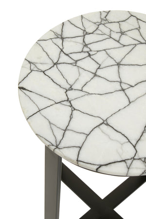 Marmara Marble Top Side Table With Black Iron Stand detail image – Xshowhome furniture