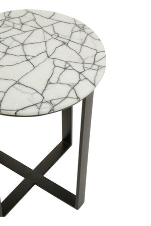 Marmara Marble Top Side Table With Black Iron Stand detail image – Xshowhome furniture