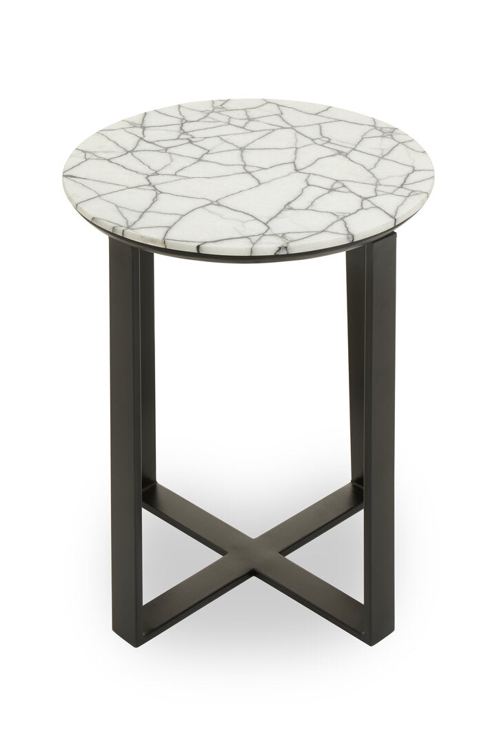 Marmara Marble Top Side Table With Black Iron Stand – Xshowhome furniture