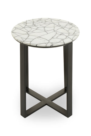 Marmara Marble Top Side Table With Black Iron Stand – Xshowhome furniture