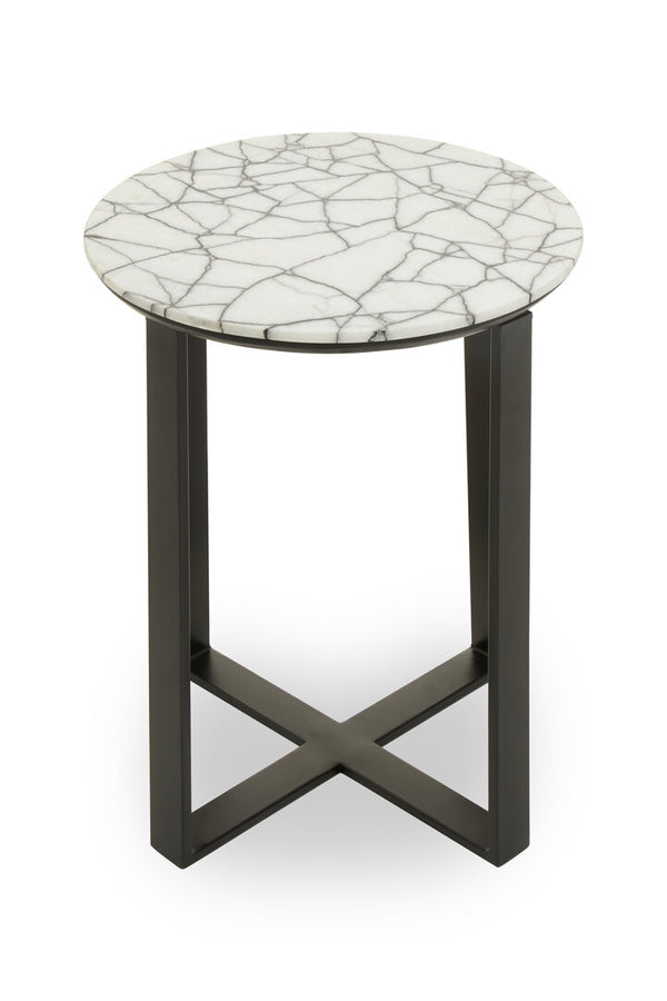 Marmara Marble Top Side Table With Black Iron Stand – Xshowhome furniture
