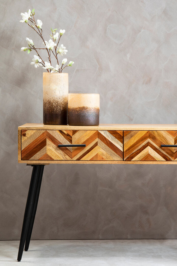 Boho Two Drawer Mango Wood Console Table detail image – Xshowhome furniture