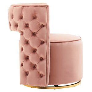 Yasmeen Pink Velvet Swivel Chair detail image – Xshowhome furniture