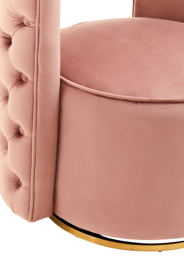 Yasmeen Pink Velvet Swivel Chair detail image – Xshowhome furniture