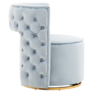Yasmeen Blue Velvet Swivel Chair detail image – Xshowhome furniture