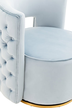 Yasmeen Blue Velvet Swivel Chair detail image – Xshowhome furniture