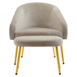 Yasmeen Mink Velvet Chair And Footstool – Xshowhome furniture