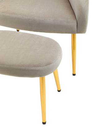 Yasmeen Mink Velvet Chair And Footstool detail image – Xshowhome furniture