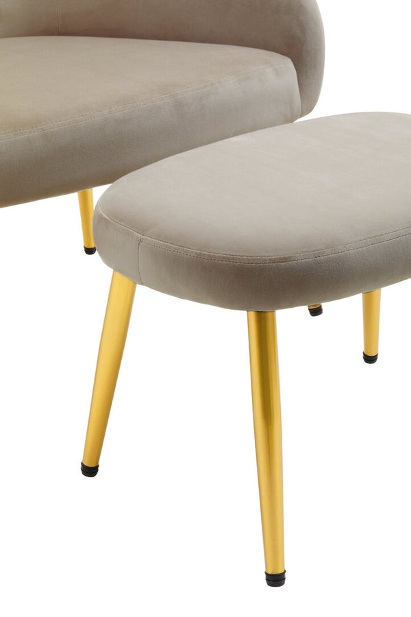 Yasmeen Mink Velvet Chair And Footstool detail image – Xshowhome furniture