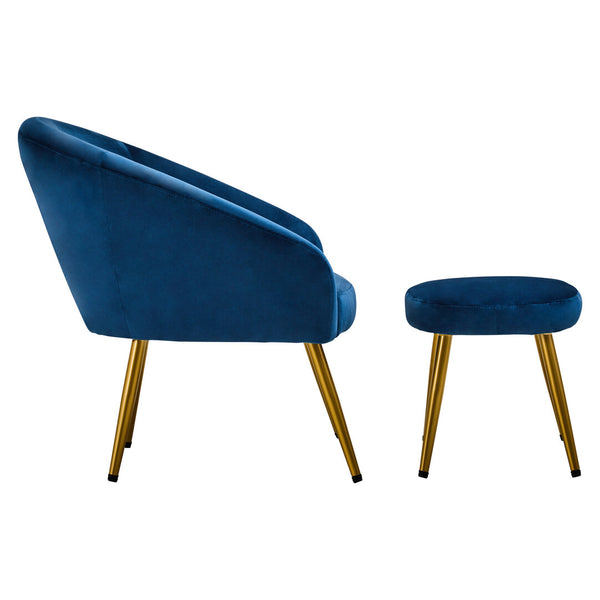 Yasmeen Midnight Blue Chair And Footstool detail image – Xshowhome furniture