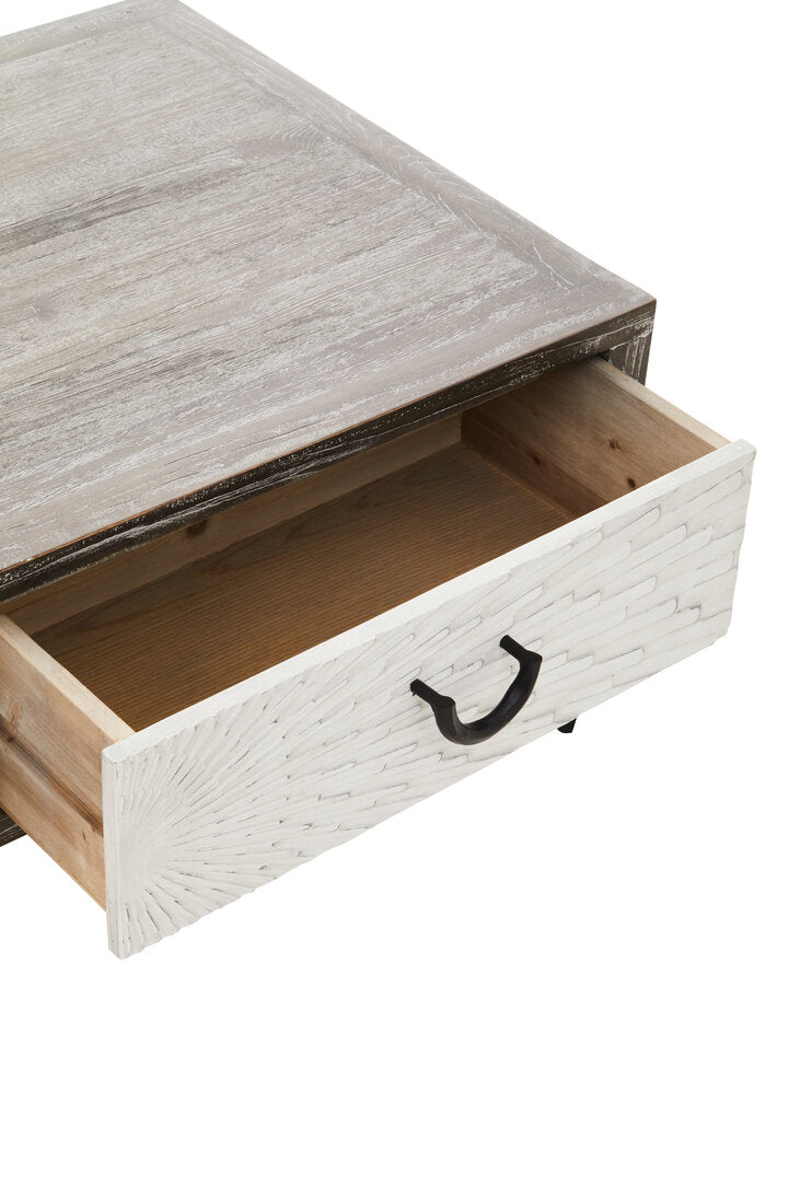 Milan 2 Drawer Recycled Elm Wood Coffee Table – Xshowhome furniture