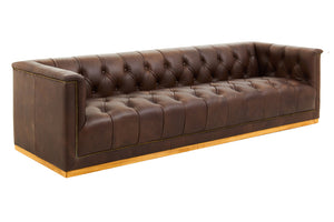 King Three Seater Modern Chesterfield Dark Brown Leather Sofa detail image – Xshowhome furniture
