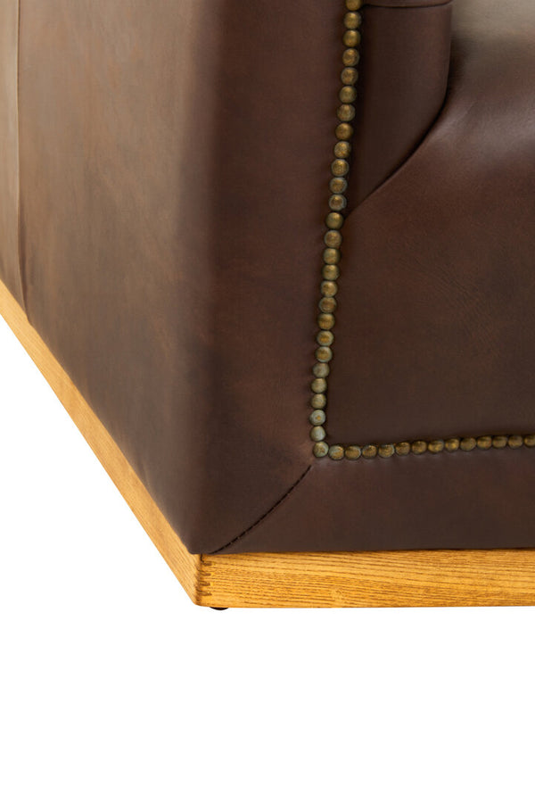 King Three Seater Modern Chesterfield Dark Brown Leather Sofa detail image – Xshowhome furniture