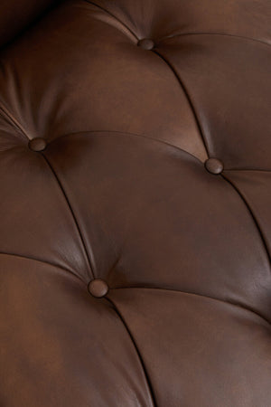 King Three Seater Modern Chesterfield Dark Brown Leather Sofa detail image – Xshowhome furniture