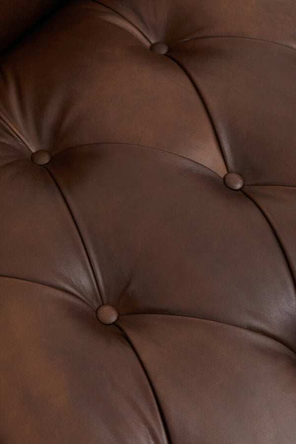 King Three Seater Modern Chesterfield Dark Brown Leather Sofa detail image – Xshowhome furniture