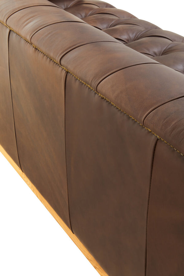King Three Seater Modern Chesterfield Dark Brown Leather Sofa detail image – Xshowhome furniture