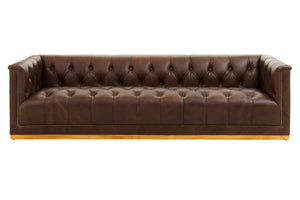 King Three Seater Modern Chesterfield Dark Brown Leather Sofa detail image – Xshowhome furniture