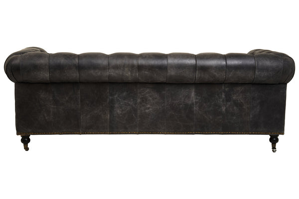 Hoxton Antique Black 3 Seat Chesterfield Leather Sofa detail image – Xshowhome furniture
