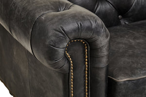 Hoxton Antique Black 3 Seat Chesterfield Leather Sofa detail image – Xshowhome furniture