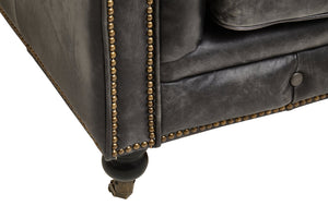 Hoxton Antique Black 3 Seat Chesterfield Leather Sofa detail image – Xshowhome furniture