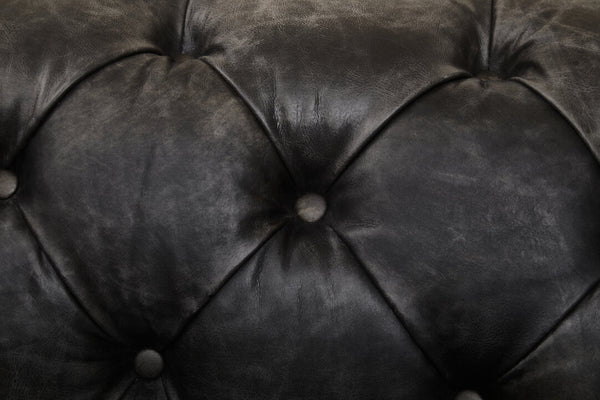 Hoxton Antique Black 3 Seat Chesterfield Leather Sofa detail image – Xshowhome furniture