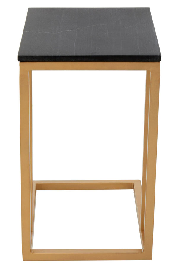 Varana Black Marble Top Side Table With Gold Finish Frame detail image – Xshowhome furniture