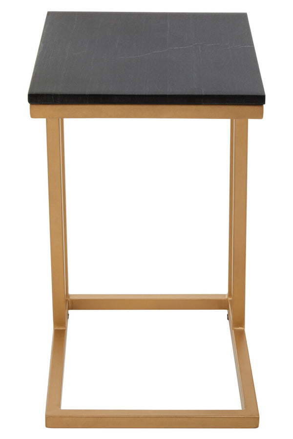 Varana Black Marble Top Side Table With Gold Finish Frame detail image – Xshowhome furniture