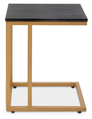 Varana Black Marble Top Side Table With Gold Finish Frame detail image – Xshowhome furniture