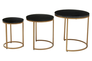 Varana Nest Of Three Black Marble Top Tables detail image – Xshowhome furniture