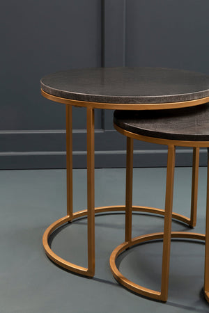 Varana Nest Of Three Black Marble Top Tables detail image – Xshowhome furniture