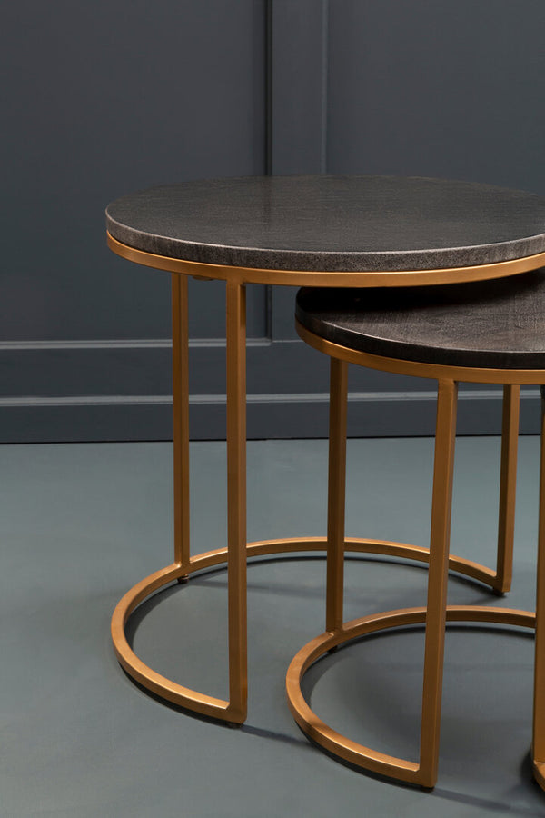 Varana Nest Of Three Black Marble Top Tables detail image – Xshowhome furniture