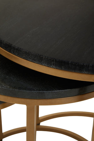 Varana Nest Of Three Black Marble Top Tables detail image – Xshowhome furniture