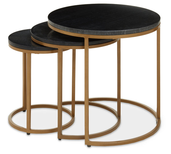 Varana Nest Of Three Black Marble Top Tables detail image – Xshowhome furniture