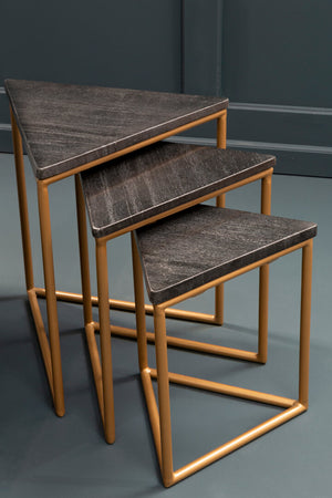 Varana Nest Of Three Triangular Tables detail image – Xshowhome furniture