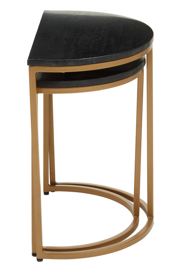 Varana Nest Of Two Half Moon Black Marble Top Tables detail image – Xshowhome furniture