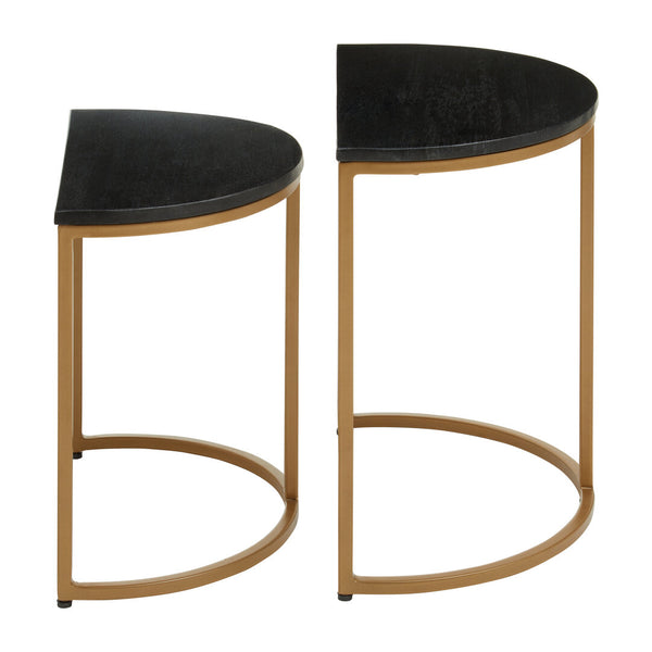 Varana Nest Of Two Half Moon Black Marble Top Tables detail image – Xshowhome furniture