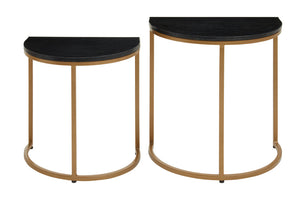 Varana Nest Of Two Half Moon Black Marble Top Tables detail image – Xshowhome furniture