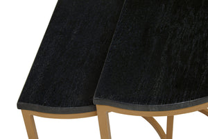 Varana Nest Of Two Half Moon Black Marble Top Tables detail image – Xshowhome furniture