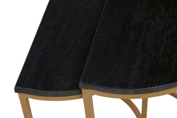 Varana Nest Of Two Half Moon Black Marble Top Tables detail image – Xshowhome furniture